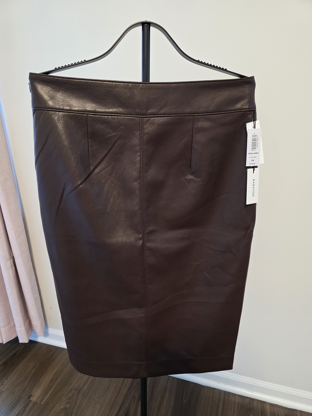 Faux Leather Pencil Skirt in Deep Brown